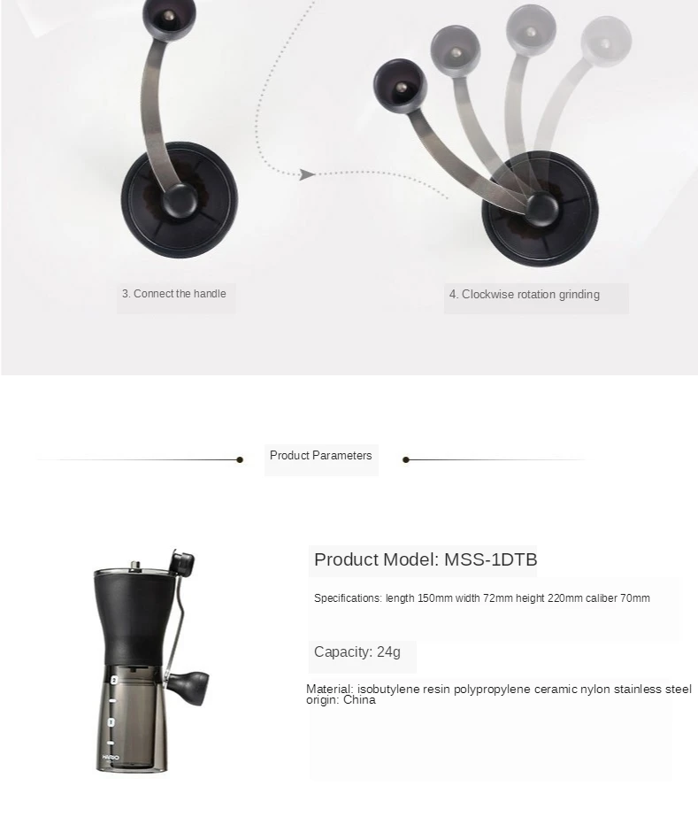 H94456d3e44884fedab4eb9e5cdbd24d96 Coffee Machine HARIO Japanese Portable Powder Coffee Grinder Ceramic Core-grinding Household Manual Grinding Coffee Beans MSS