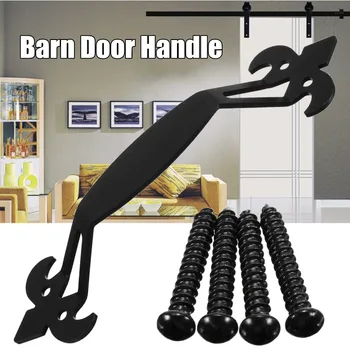 

1pcs Black Retro Sliding Barn Door Knobs Handle Home Hardware Carbon Steel Retro Door Pulls Handle Vintage Home Decoration Decor