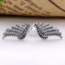 Оригинальные величественные перья с сережки-гвоздики с кристаллами для женщин, 925 пробы серебряные серьги, свадебный подарок, хорошее Европейское ювелирное изделие