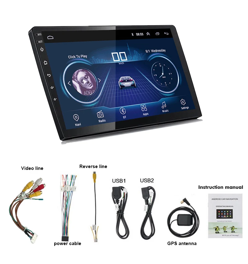 Автомагнитола 2 Din универсальная GPS-навигация Android 8 1 Bluetooth FM 9 дюймов