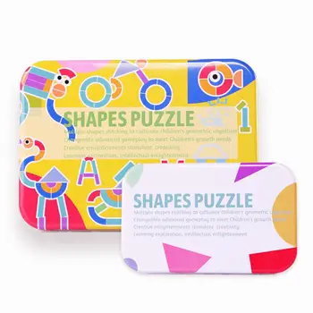 

Kuulee Three-dimensional puzzle Wooden Tangram Puzzle Jigsaw Geometric Shape Educational Toy for Kids iron box