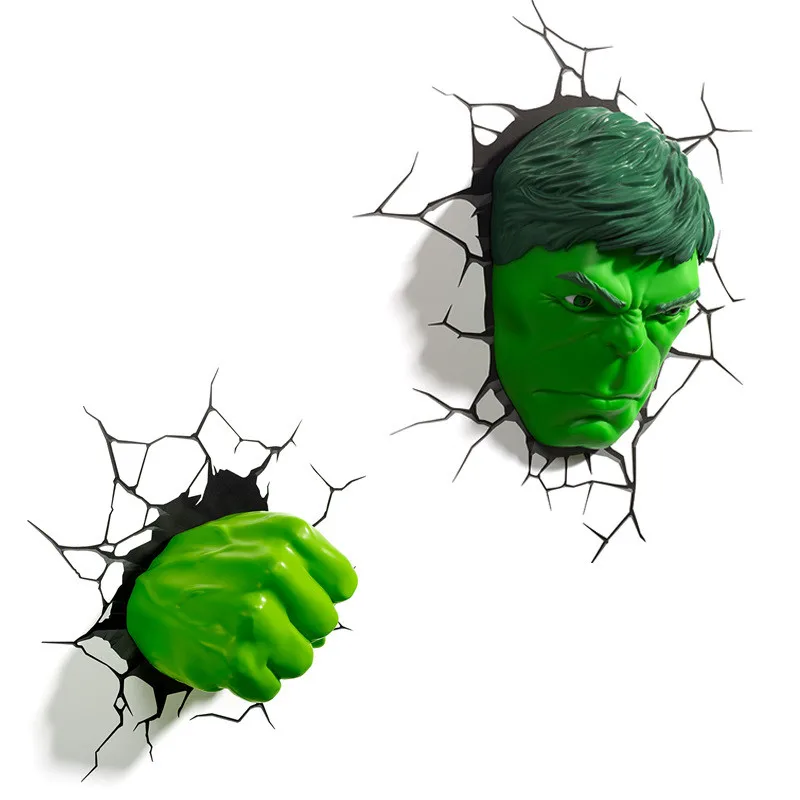 

2Pcs/set The Avengers Hulk Individuality Night light Creative Parlor Bedside 3D Wall Lamp LED PC Action Figure Toy BOX 28CM V752