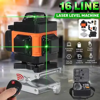 

4D 16 Lines Laser Level Green Light LED Display Auto Self Leveling 360° Rotary Cross Measure Remote Control Waterproof IP54