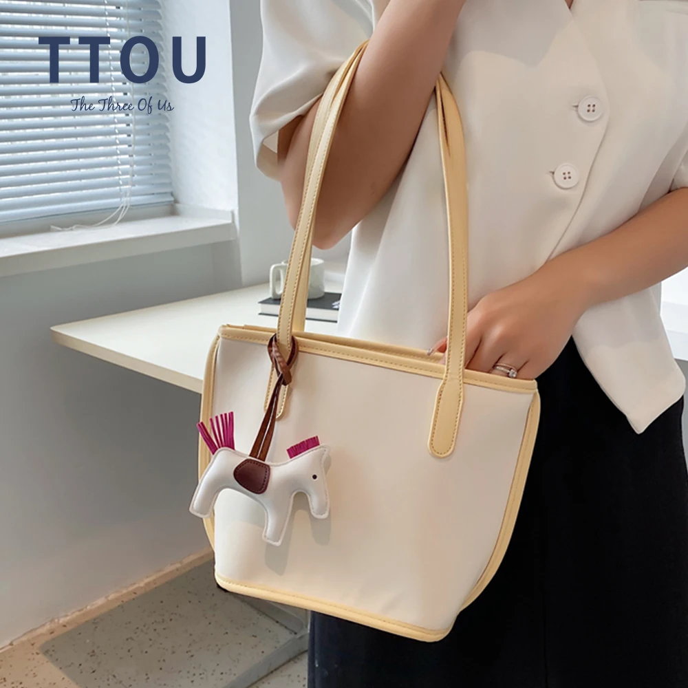 

Fashion Soft PU Leather Shoulder Bags For Women 2021 Trend Lady Branded Solid Color Shopping Travel Handbags Designer Totes