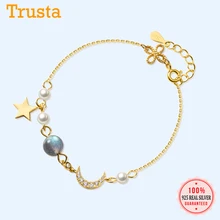 Trustdavis минималистичный 925 пробы Серебряная бабочка бусинка из лунного камня Звезда Луна CZ браслет для женщин Свадебные украшения подарок DS2498