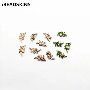 

New arrival! 18x9mm 50pcs Zircon/ Copper Leaves shape Connectors for Earrings Making Earrings parts hand Made Jewelry DIY