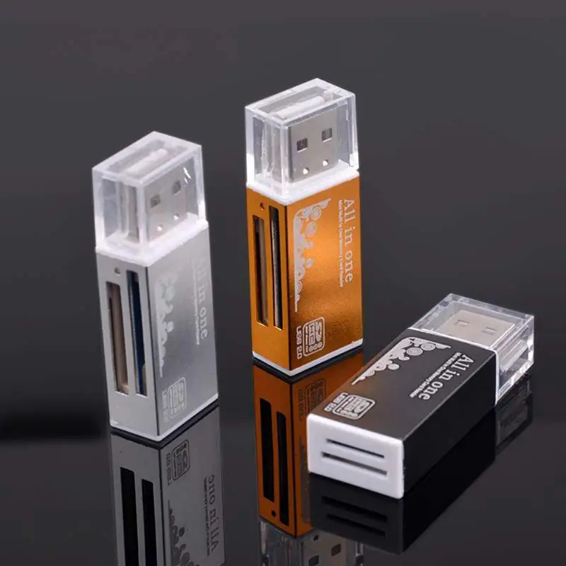

4-in-1 Memory Card Reader TF Micro SD Carder Reader USB 2.0 Aluminum Shell Portable Card Reader Mini Memory Cardreader Adapter