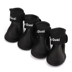 4 шт резиновые сапоги для собак Водонепроницаемая Обувь Аксессуары для собак Средний размер (черный, M) Акция