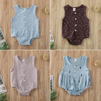 

Newborn Infant Baby Girls Boys Summer Bodysuits Sleeveless Jumpsuit Bodysuit Outfit 3-12Months