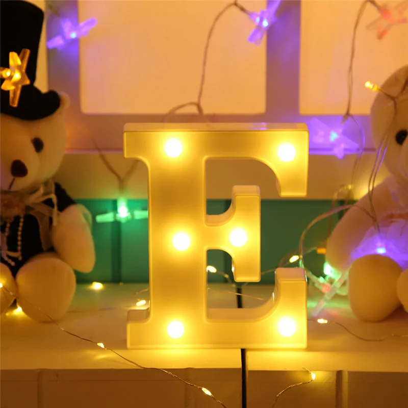 E DIY 26 английские буквы светодиодный ночной Светильник Marquee знак Алфавит 3D настенный ночной Светильник домашняя одежда для свадьбы, дня рождения Декор - Цвет: E