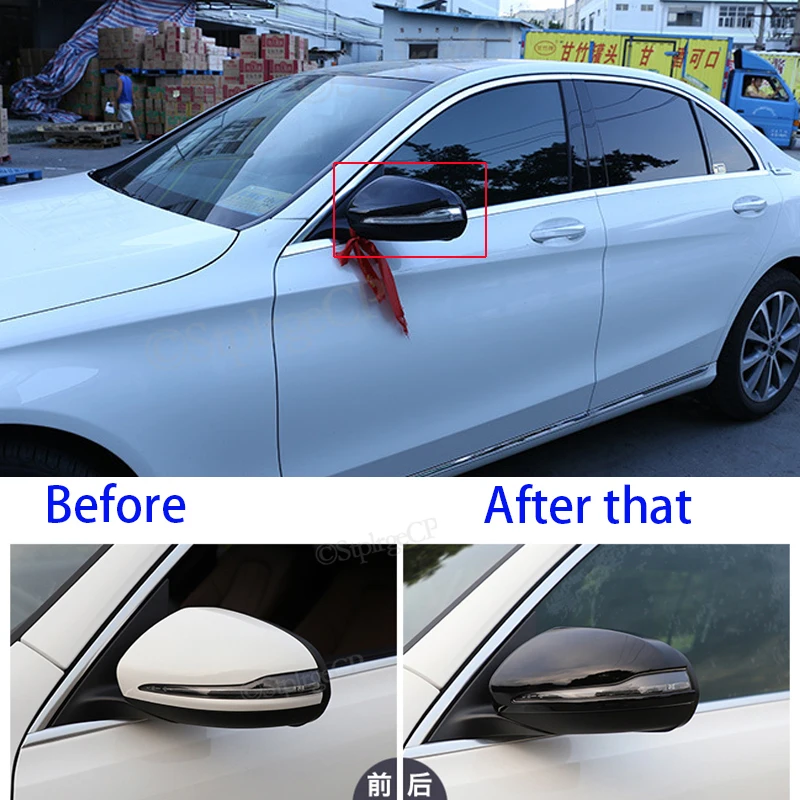 

Black Side Mirror Cover Caps For Mercedes Benz W205 W222 W213 W238 X205 X253 C217 W463 C253 W253 C S GLC E G Class AMG LHD