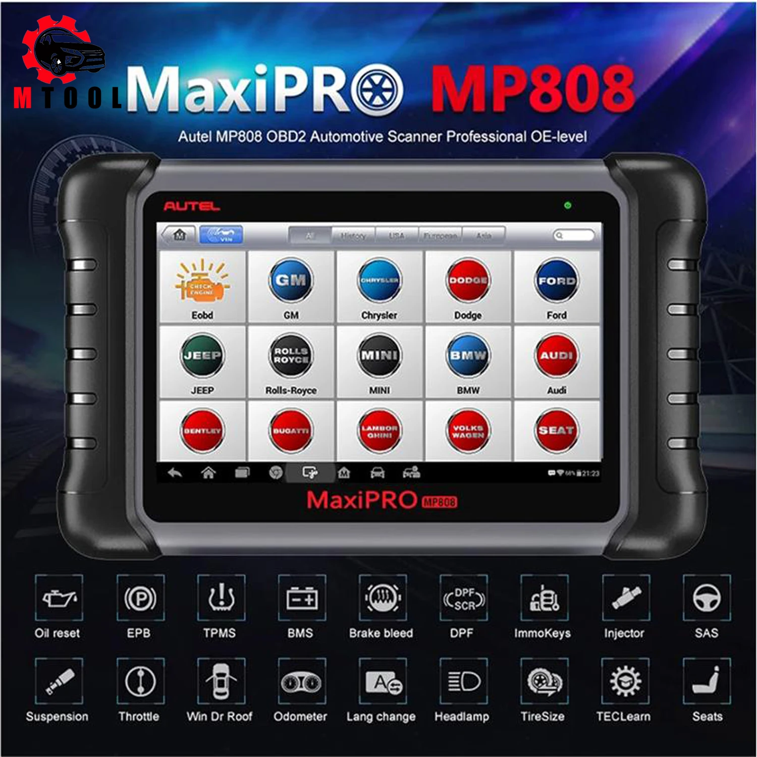 Autel MaxiPro MP808K OE-Level All System Diagnostic Tool Support