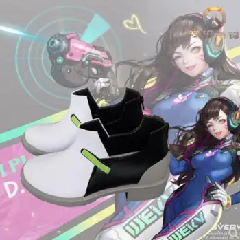 

New Over Game Character DVA Cosplay Costumes Shoes DVA Cosplay Shoes Women Ganme Cosplay White Shoes