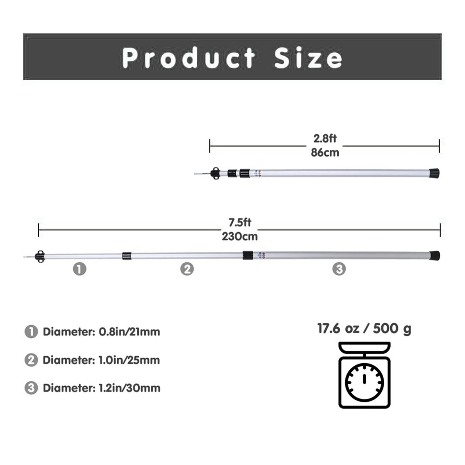 2PCS Telescoping Tarp Poles Portable Replacement Canopy Adjustable Aluminum Rods For Tent Awning Tools Outdoor Camping Hiking,outdoor awnings