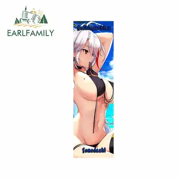 

EARLFAMILY 15cm x 4.7cm Car Slap Sticker Anime Girl Sticker JDM Racing Helmet Motorcycle Decal Cartoon Car Styling