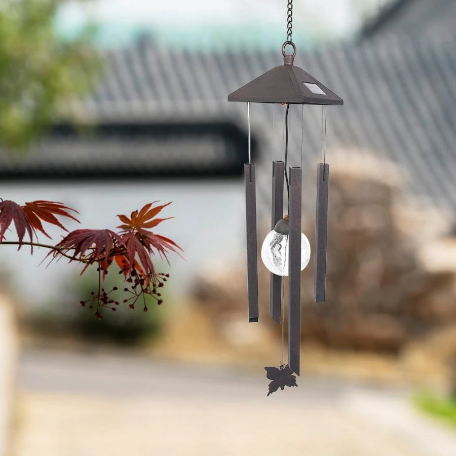 Solar Outdoor Garden Decorative Light LED Color Changing Wind Chimes Decor Lamp 