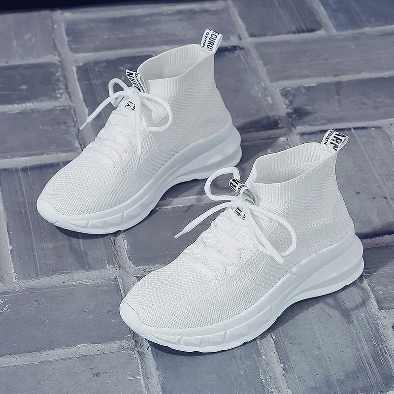 New Platform Sneakers Women Stylish Thick Sole Running Shoes Height Increasing 8 CM Chunky Sport Shoes Woman Chaussures Femme - Цвет: Белый