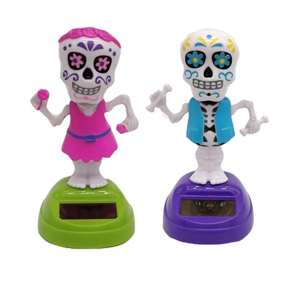 

Car Solar Shaking Head Doll Solar Swinging Skull Car Decoration Cartoon Car Doll Car Interior Jewelry Halloween Gift Accessories