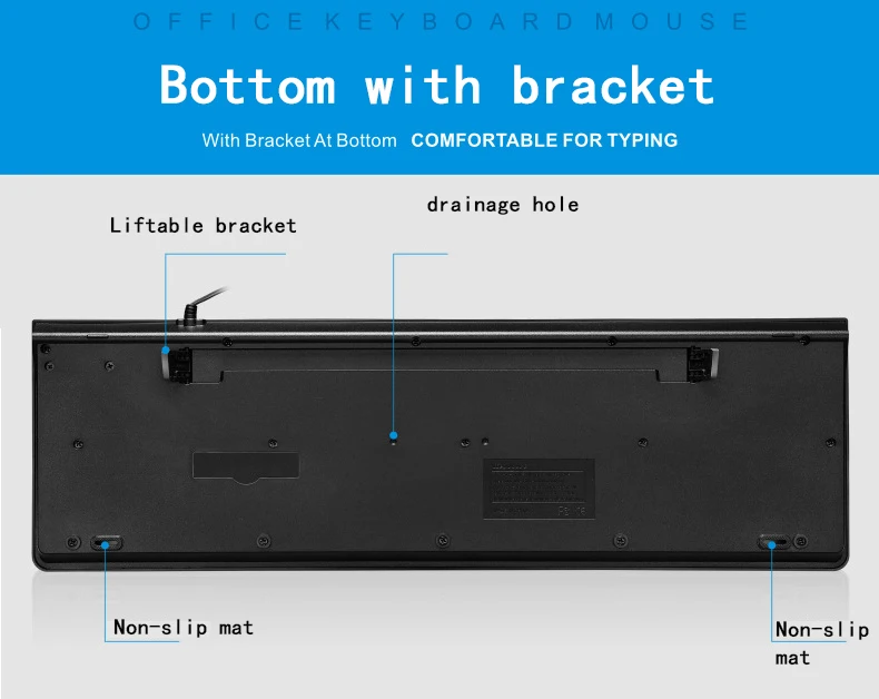 Всплеск воды дно с кронштейном Клавиатура проводная мышь набор ультра-тонкий USB Keybord задняя Поддержка проводной Mause клавиатуры для компьютера