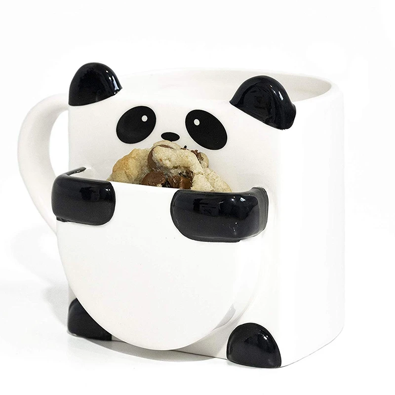 New-3D Cartoon Panda Coffee Mugs Double Biscuits Ceramic Tea Cups Creative Mark Drinkware Christmas Gifts