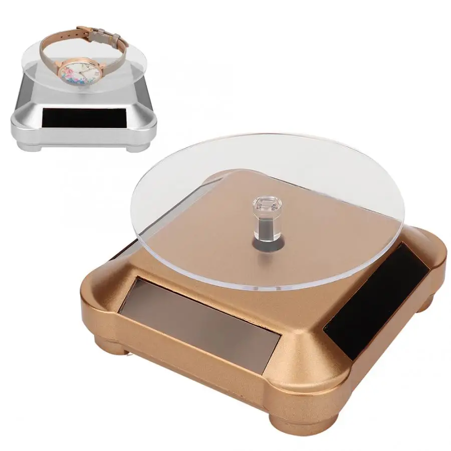 Multi-Purpose Solar Energy Rotating Display Turntable Gold Silver Watch Phone Glasses Jewelry Display Makeup Holder Rack New