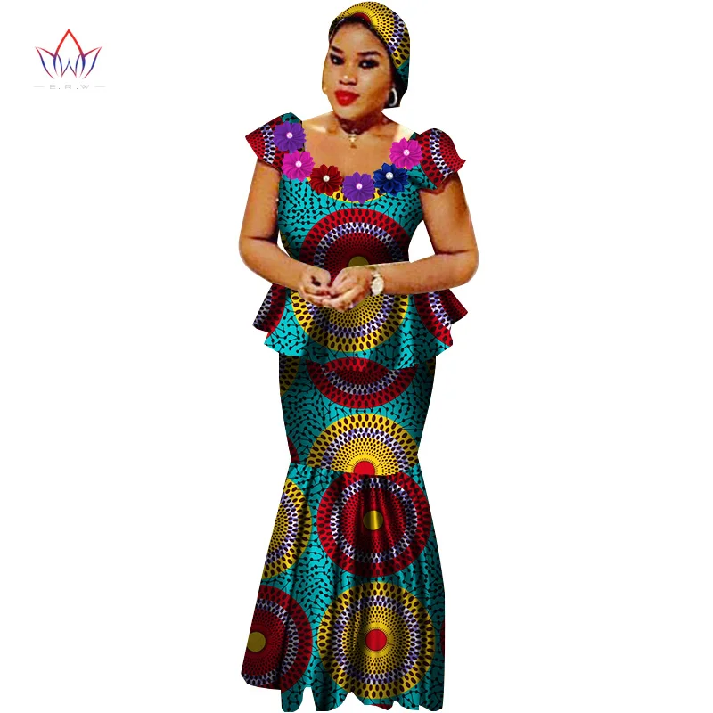 African Bazin Riche Dresses for Women Set Clothes Skirt Top Sets for Women High Waist Skirt Long African Skirt Plus Size WY2564 - Цвет: 15