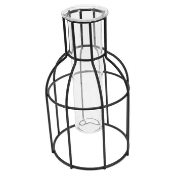 

Nordic Style 3D Glass Iron Art Geometric Vase with Cuvette Tabletop Flower Wedding Home Decoration Accessories geometry