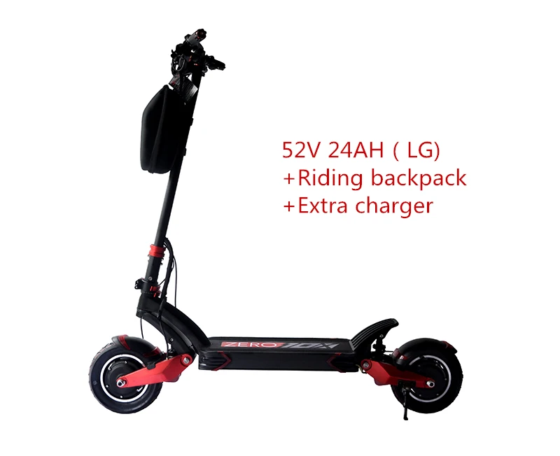 24AH with two charge Бренд Zero 10X52 V/24AH(LG) Электрический скутер двойной привод, гидравлический амортизатор, скорость 65 км/ч+ 1000 Вт* 2 двигателя 10 дюймов - Цвет: 24AH with two charge