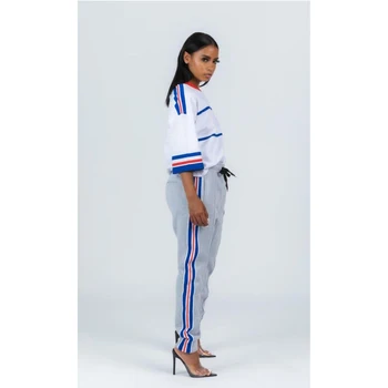 

Europe and the United States white Women's Sets comfortable loose round neck winter new sweat-absorbent polyester sports suit