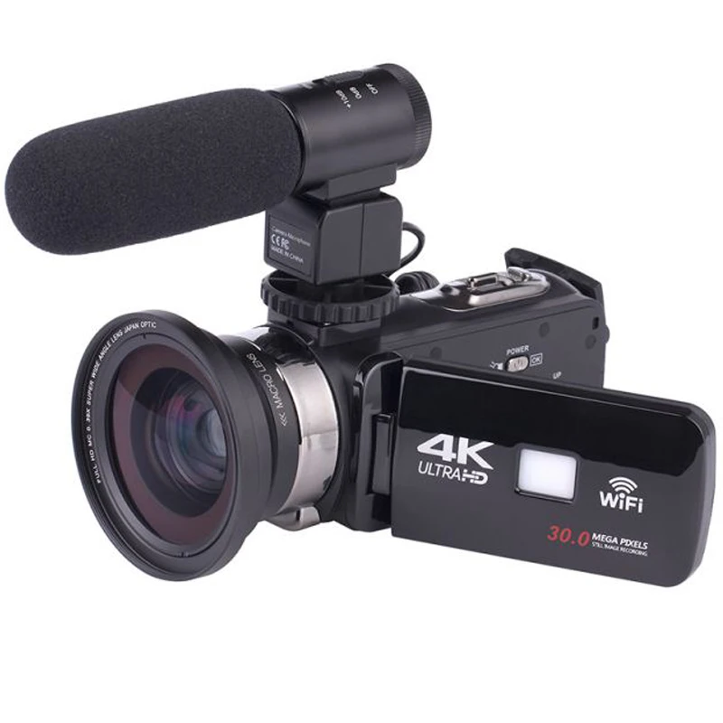 

4K WiFi Camera 16X Zoom Digital Video Camcorder Wide Angle Lens Professional Handheld DV Night Shooting with Microphone New