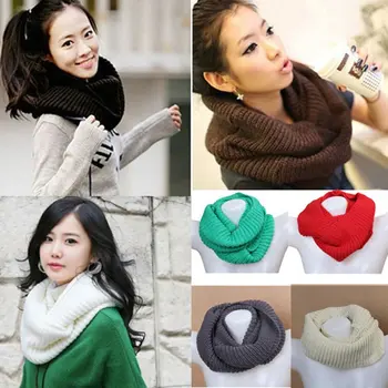 

Winter Men Women Knitted Scarf Shawl Wrap Warm Soft Neckerchief Scarves SAL99