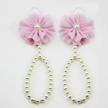 Новорожденных обувь с цветами Летние Сандалии Босиком пляжный стиль ноги браслет цепочка Детские аксессуары E65D