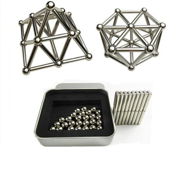 

66pcs Kids Creative Magnets Strong Neodymium Magnet Sliver Bars & Metal Balls Children's Brain Game Toys For Kids Best Gifts
