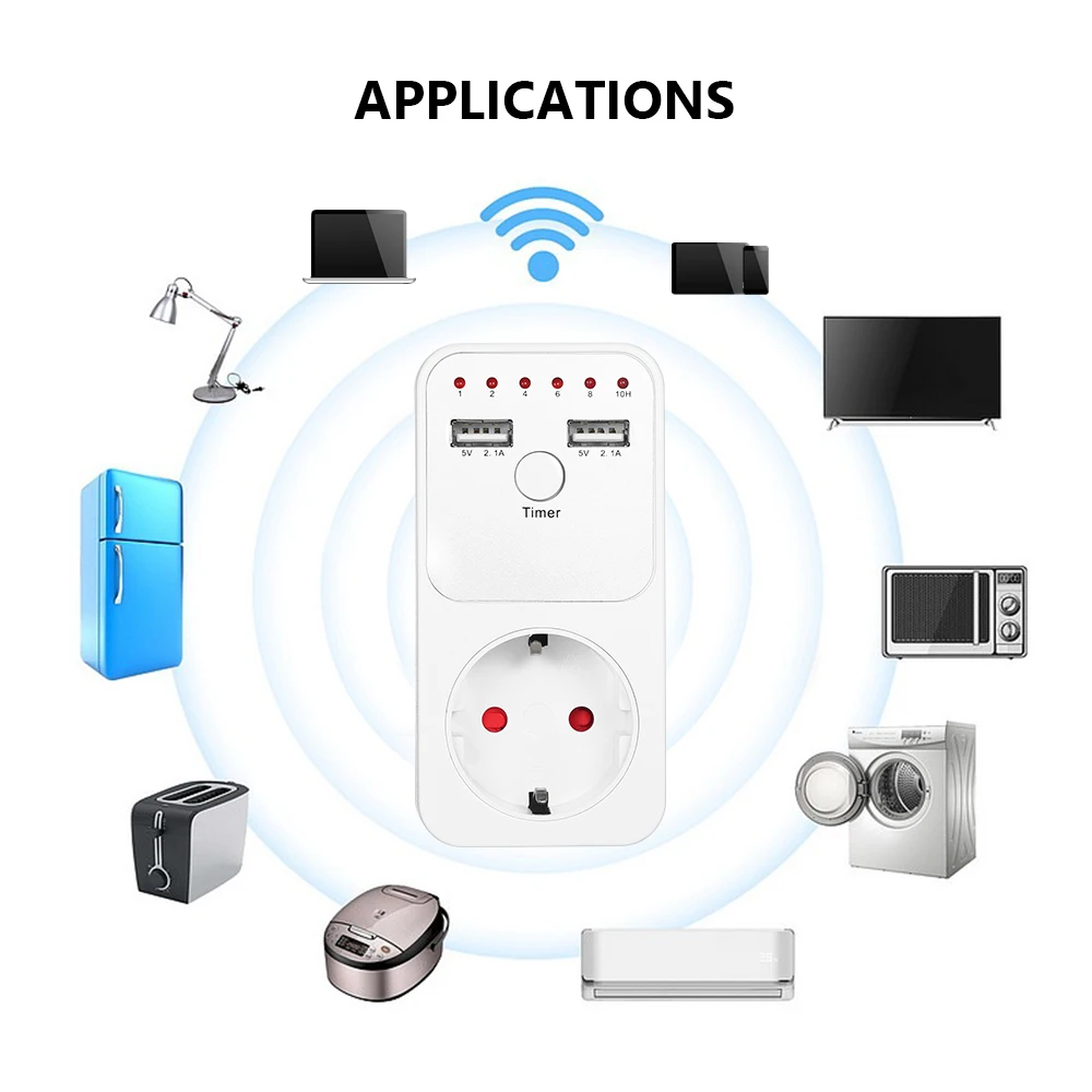 Обратный отсчет таймер розетка с 2 Порты usb 5V 2.1A сетевую розетку-вовремя контроллер переключатель для электрического Приспособления UK/штепсельная вилка европейского стандарта