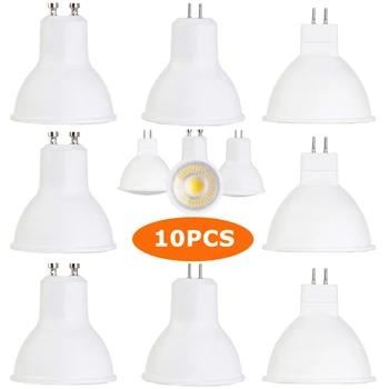 オンライン 10X Led スポット電球 GU10 GU5.3 MR16 7 ワット 5 ワット Led Cob Spolight ランプ高輝度クールホワイト暖かいホーム 110 V 220 V Dc 12 V