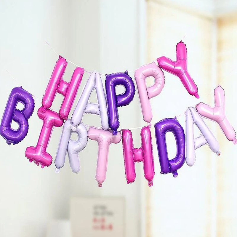 

300 компл./лот 13 шт./компл. с днем рождения комплект с буквенным принтом 16 дюймов Фольга шар 16 "клипсы для воздушных шаров для малышей и детей постарше День рождения украшения