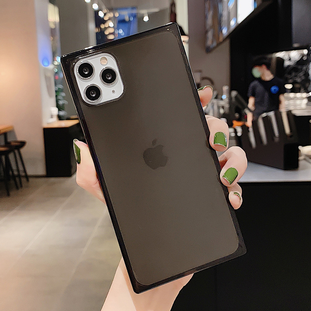 Case For iphone 11 12 Mini Pro Max X XR XS Max 6 7 8 Plus SE 2020 Square Fluorescent Color Transparent Soft Silicone Cover