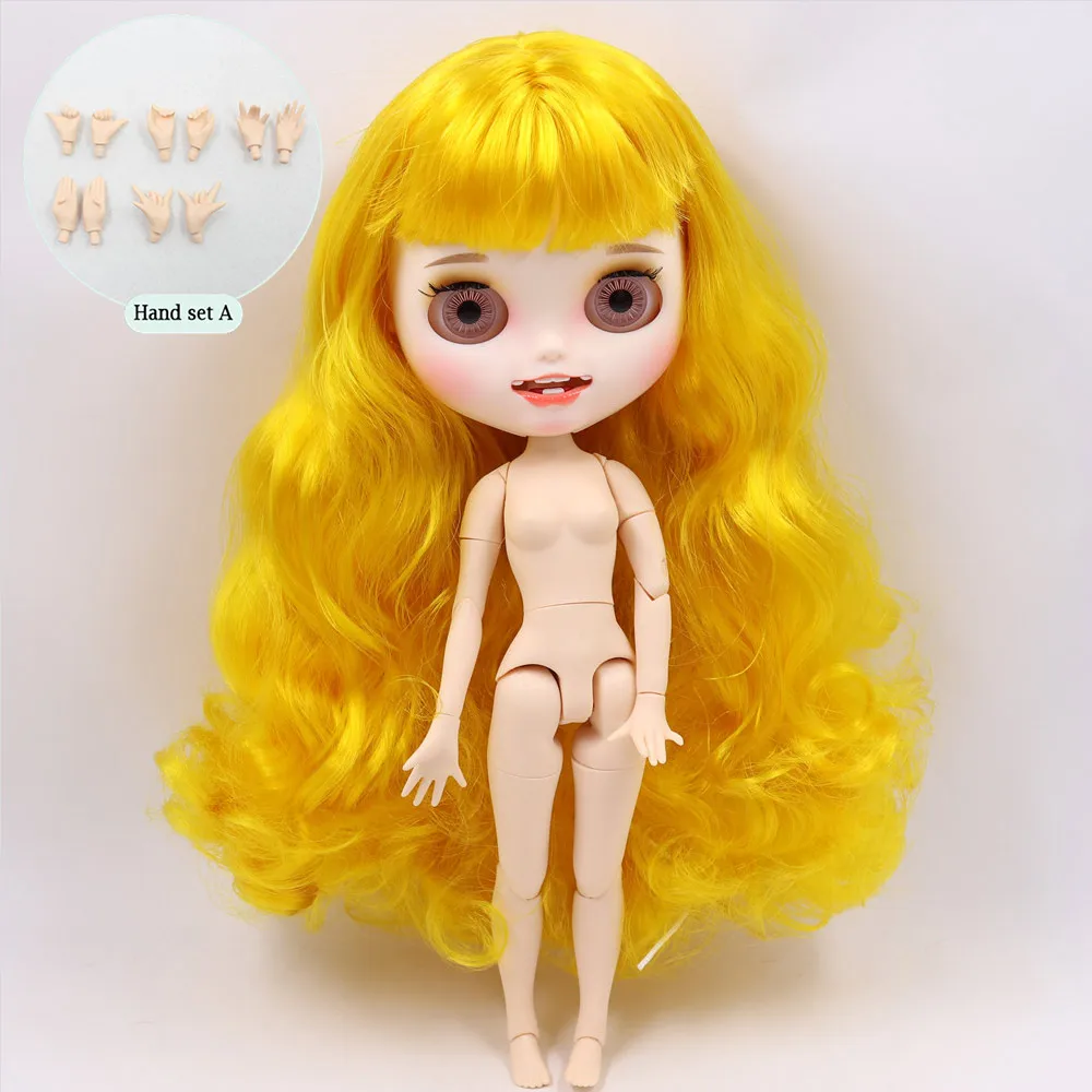 like the picture Ледяной обнаженный Blyth кукла No. BL3038 желтые волосы резные губы открытый рот матовая индивидуальные лица сустава тела 1/6 bjd - Цвет: like the picture