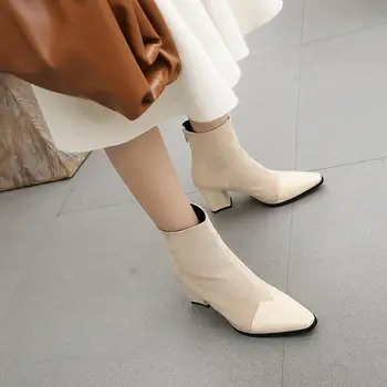 

Women Boots British style flock velvet stretch boots casual fashion internal leather European and American all match32--48