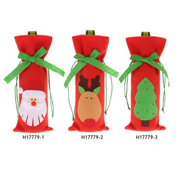 

Festnight 1PC Red Wine Bottle Cover Bag Christmas Dinner Table Decoration Home Party Decor Christmas Tree New Year