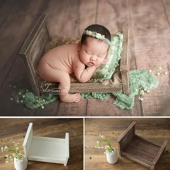 

Newborn Props for Photography Boy Removable Wooden Vintage Cot Baby Photo Props Posing Bed Sofa Studio Shooting Photo Accessoire