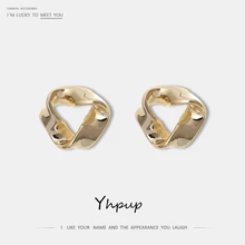 Yhpup, бренд Personalist, серьги-гвоздики из золота с неправильным искажением, S925, минималистичные офисные массивные ювелирные изделия для женщин, подарок для офиса