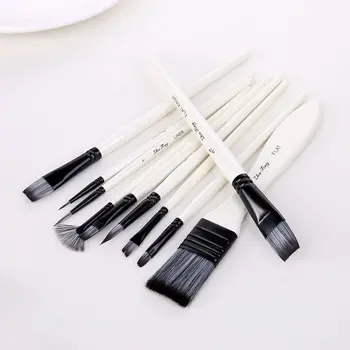 

10pcs Paint Brushes Nylon Hair Watercolor Gouache Paintbrushes Painting Tool M2EC