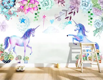 

[Self-Adhesive] 3D Unicorns And Flower WG294 Wall Paper mural Wall Print Decal Wall Murals Belly