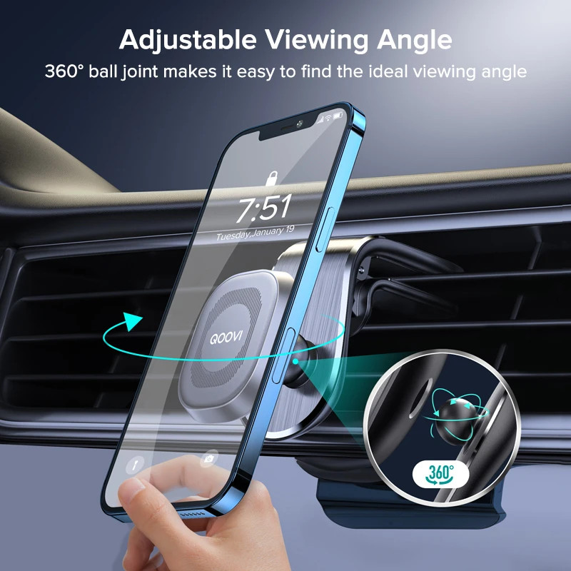 QOOVI Magnetischer Auto-Handyhalter, Lüftungsschlitz-Halterung, 360 Grad, für iPhone, Samsung, Xiaomi - Image 3