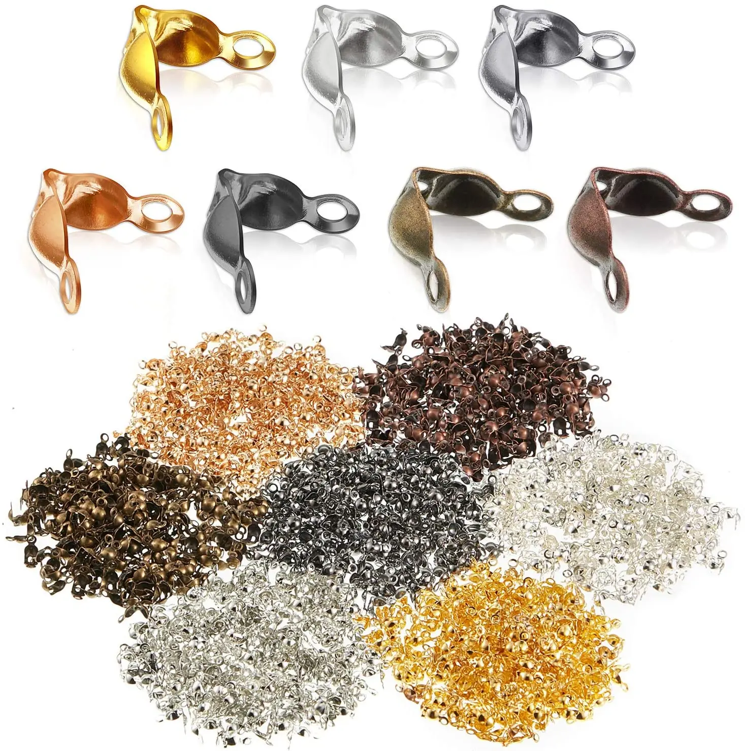 100pcs Connector Clasp Fitting Ball Chain Calotte End Crimps Beads