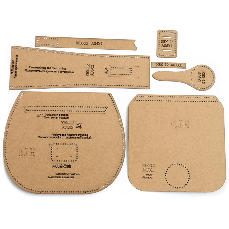 Leather Craft Template 1 Set Leather Craft Women's Handbag Sewing Pattern Hard Kraft Paper Stencil Template DIY Handmade Craft Supplies 21*19*6.5cm leather craft template