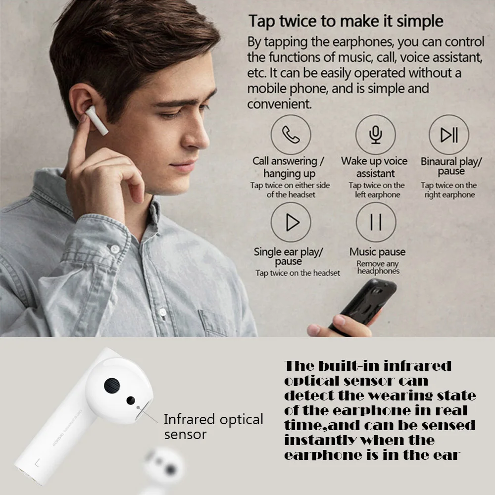 Xiao mi Air 2 TWS Bluetooth Airdots pro 2 mi True беспроводные наушники 2 Smart Голосовое управление LHDC Tap управление Dual mi C