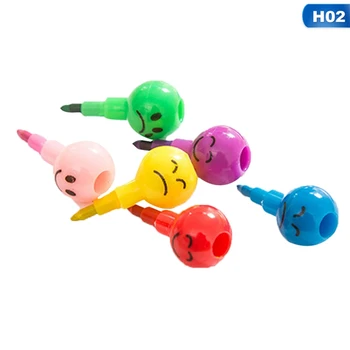 

5PCS/SET 7 Colors Crayons Creative Sugar-Coated Haws Cartoon Smile Graffiti Pen Stationery Gifts For Kids Wax Crayon Pencil