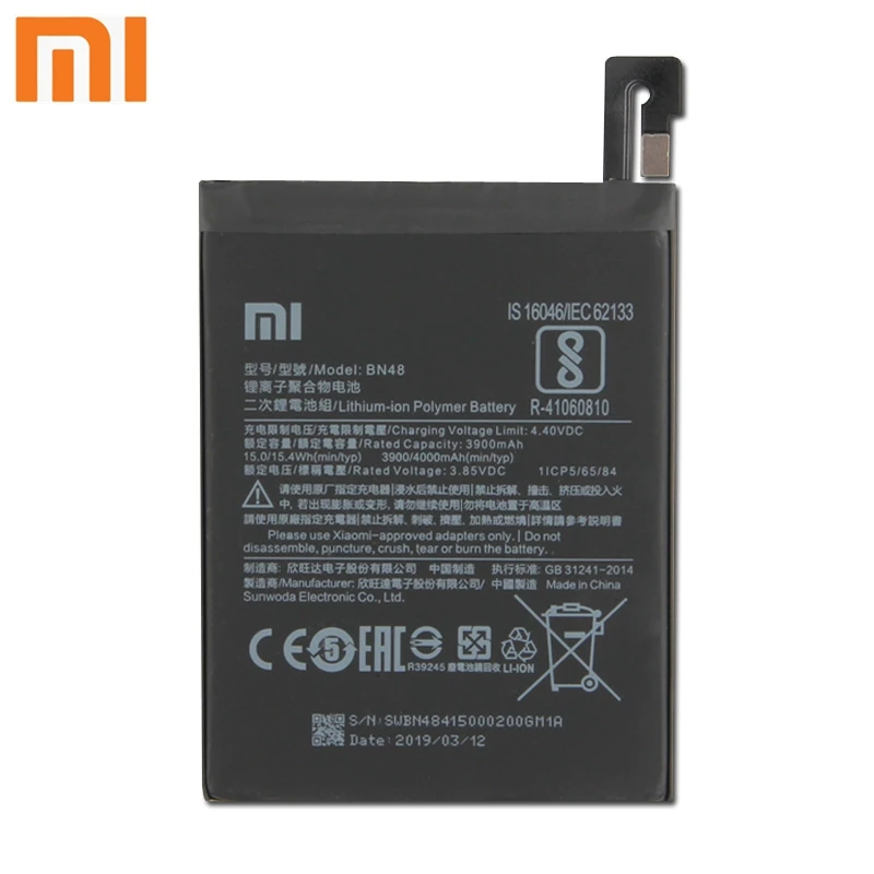 Сменный аккумулятор для телефона XIAOMI BN48 для Xiaomi Redmi Note 6 Pro Note6 Pro 4000 мАч подлинные Аккумуляторы для телефона